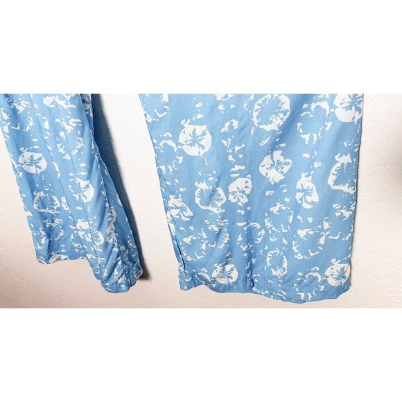 Hermoza Women's Nora India Wide Leg Cover Up Pants In Sea Blue White Sand Dollar - Picture 6 of 9